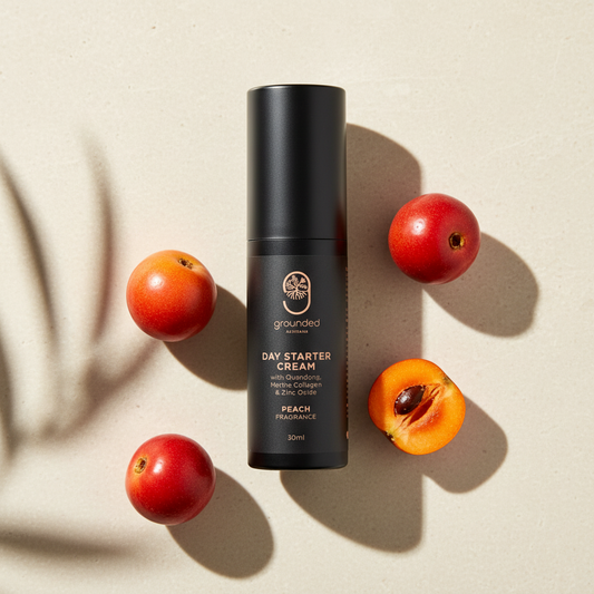 Day Starter Cream editorial image showing the actual product bottle with Australian quandong