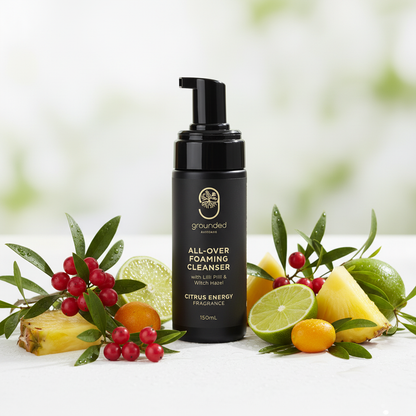 All-Over Foaming Cleanser editorial image showing the actual product bottle