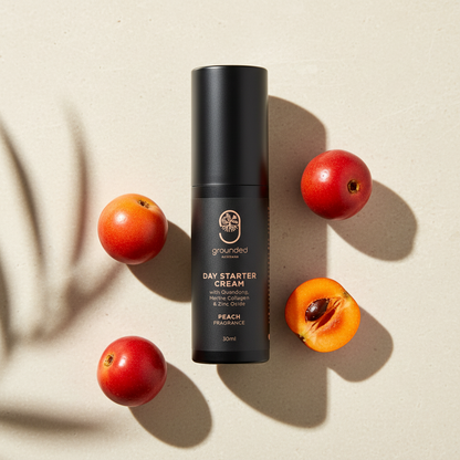 Day Starter Cream editorial image showing the actual product bottle with Australian quandong