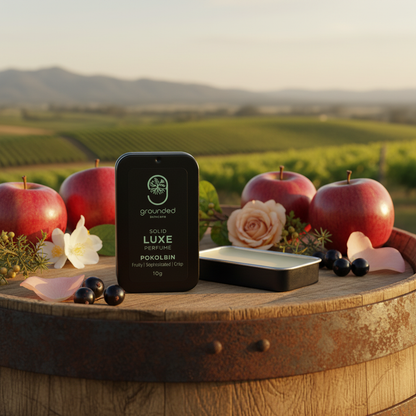 Solid Luxe Perfume Pokolbin product image showing the actual perfume tin